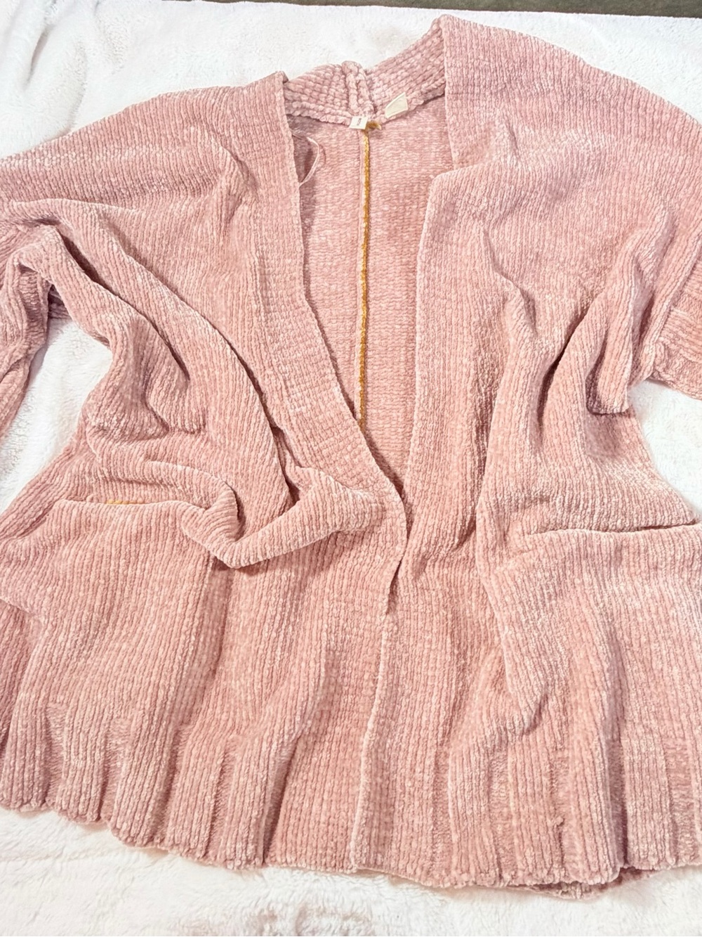 Anthropologie Blush Pink Chenille Open Cardigan